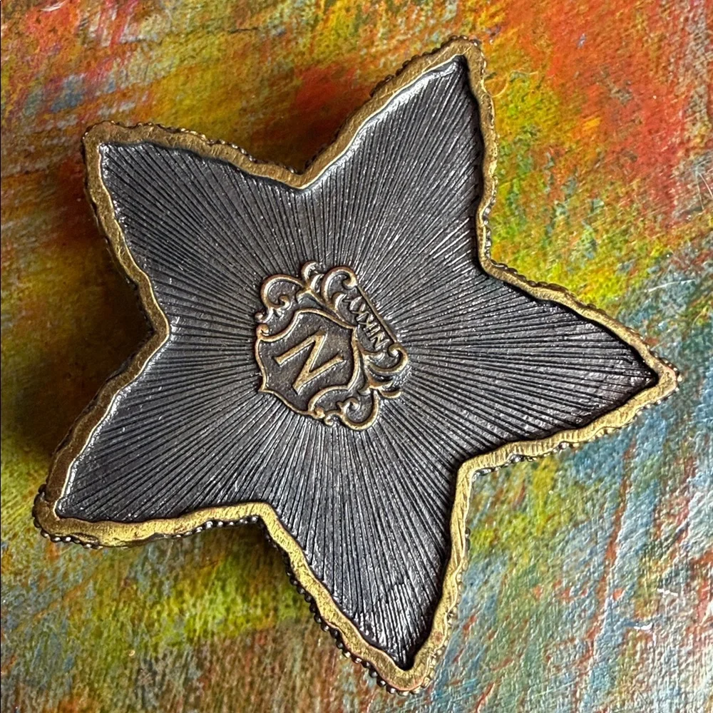 Star-Shaped Decor Keepsake Trinket Ring Box with Red & Gold Vintage by Nikky